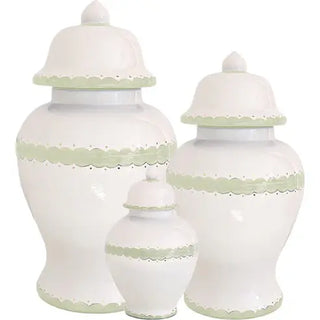 Scallop Ginger Jars in Soft Green: Large