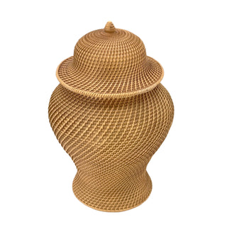 16" Faux Wicker Polyresin Ginger Jar