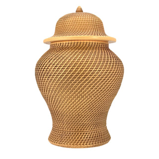 12" Faux Wicker Polyresin Ginger Jar