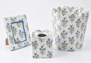 Blue & White Handprinted Tissue Box - Sanganer Blooms