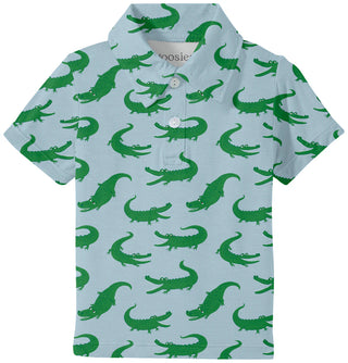 Short Sleeve Polo Shirt - Blue Alligators