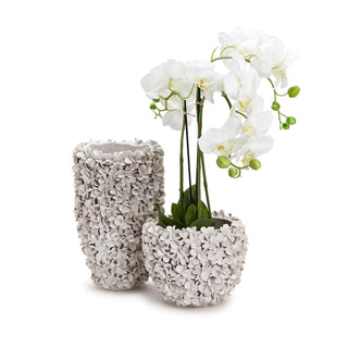 Hydrangea Petals White Planter/Vases - Ceramic