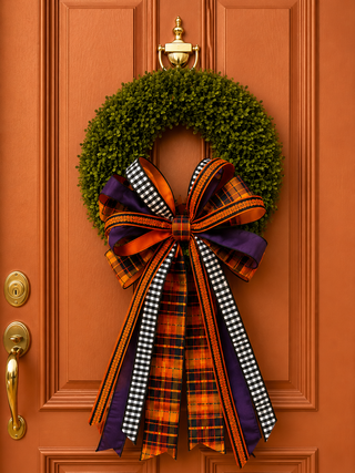 Plaid Halloween Bow