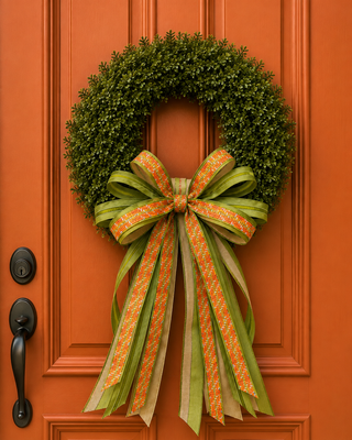 Orange Fall Tweed Bow