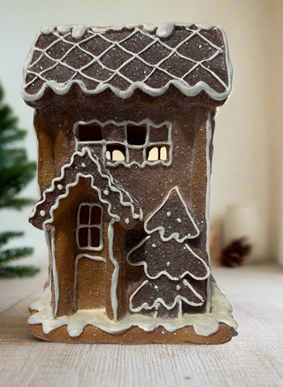 Resin Gingerbread House w LED Light