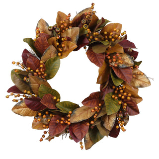 FALL MAGNOLIA/BERRY WREATH 24''