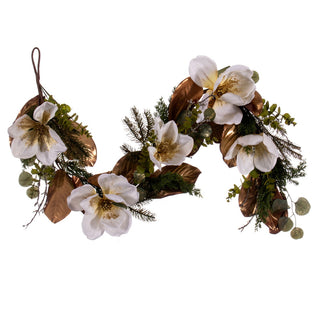 60" White Magnolia Garland