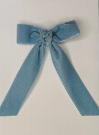 Tiny Velvet Bowtie with Knot Wrap and Streamer Tails