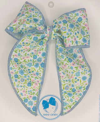 Floral Print Fabric Bow with Edge