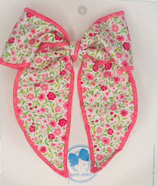 Floral Print Fabric Bow with Edge