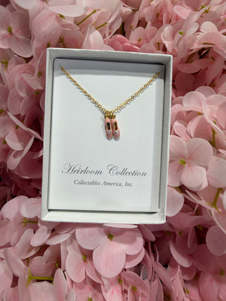 Pink Enamel Ballerina Shoe Necklace