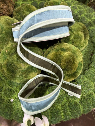 Blue Tafetta with Light Sage Trim