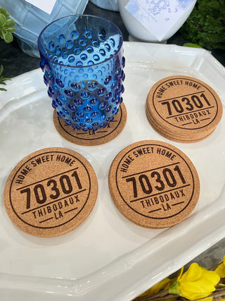 Zip Code and City Cork Coasters