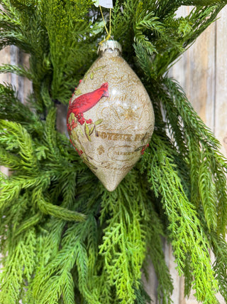Glass Cardinal Ball And Finial Ornament