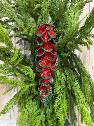 11.5" Shiny Red And Green Pinecone Ornament