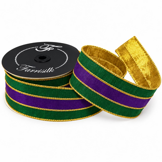 2.5" Krewe Stripes Mardi Gras Ribbon