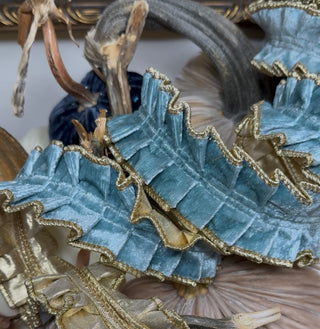 1" Aqua Velvet Pleated Metallic Ribbon