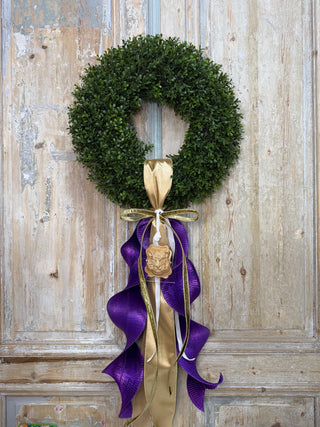 Wreath Sash Bow: Purple and Gold