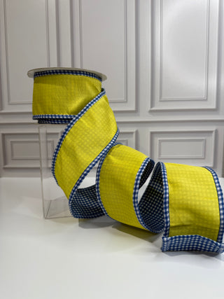 Gingham Wrapped Edge and Backed Dupioni Deluxe Wired Edge Ribbon