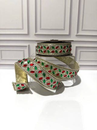 Sumptuous Jewel Accent Deluxe Metallic Backed Wired Edge