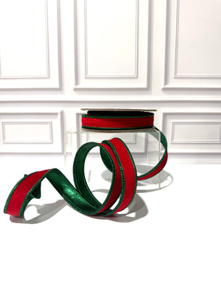 Velvet Touch Deluxe Metallic Green Dupioni Backed Wired Edge Ribbon