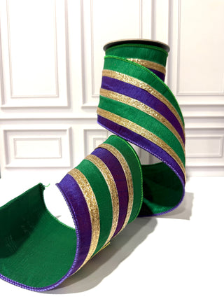 Stripe Trimming Overlay Dupioni Deluxe Wired Edge Ribbon