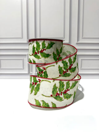 Glitter Holly Berry Exquisite Wired Edge Ribbon