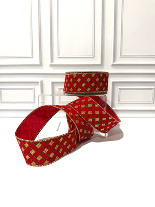 Velvet Glitter Interlocking Wired Edge Ribbon