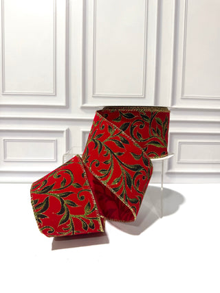 Exquisite Scroll Holiday Wired Edge Ribbon