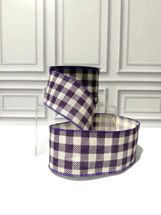 Gingham Hopsack Twill Wired Edge Ribbon