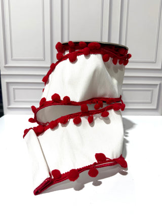 Pom Pom Edge Trimming Dupioni Deluxe Wired Edge Ribbon