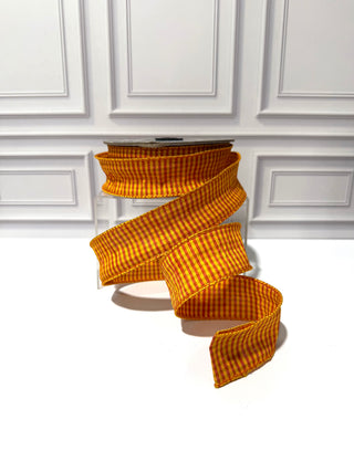 Micro Check Tierra Wired Edge Ribbon
