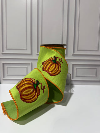 Pumpkin Sequin Deluxe Wired Edge Ribbon