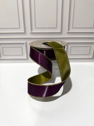 Aubergine Satin Double Sided Green Back