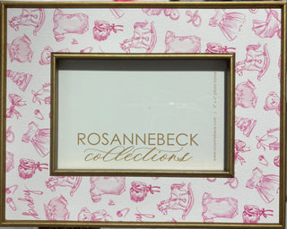 4x6 Hand Painted Baby Toile Frame- Pink