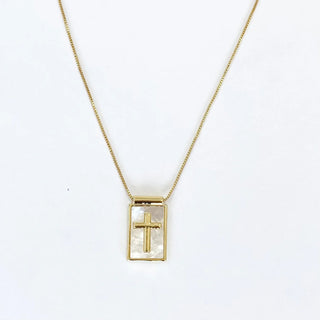 Pearl Shell Cross Necklace