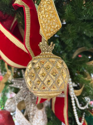5" Gls Crown Ball/Finial Ornament 2/Ast