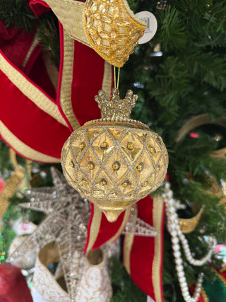 5" Gls Crown Ball/Finial Ornament 2/Ast