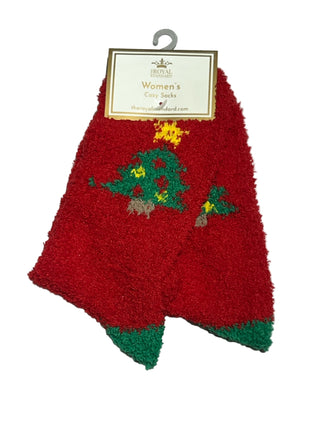 Women's Christmas Tree Cozy Socks Red/Green