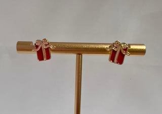 Enamel Red Present Earrings (girl)