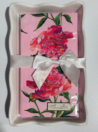 Pink Peonies Napkin Tray