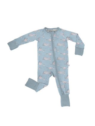 Long Sleeve Zip PJs - Blue Stork