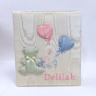 Large Ring Bound Photo Album in Moiré with Bear & Balloons
