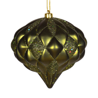 Dark Olive Matte/Glitter Diamond Onion Christmas Ornament