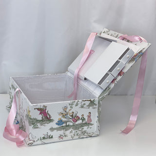 Medium Baby Keepsake Box in Cotton in the Nursery Rhyme Over the Moon Toile