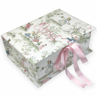 Medium Baby Keepsake Box in Cotton in the Nursery Rhyme Over the Moon Toile