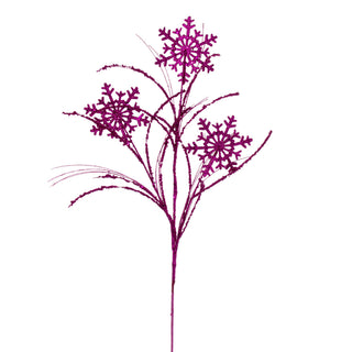 31" Fuchsia Snowflake Glitter Spray