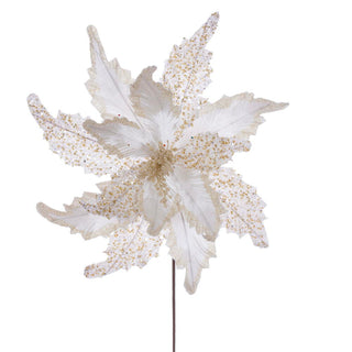 18" x 20" Cream Grand Velvet Poinsettia Stem