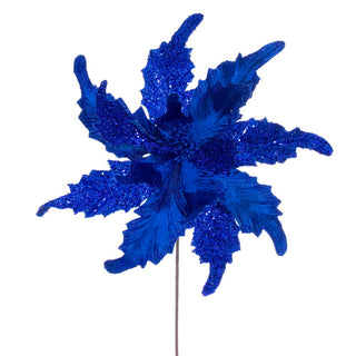 18" x 20" Blue Grand Velvet Poinsettia Stem
