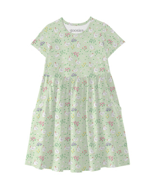 Short Sleeve Pocket Dress- Spring Chickens